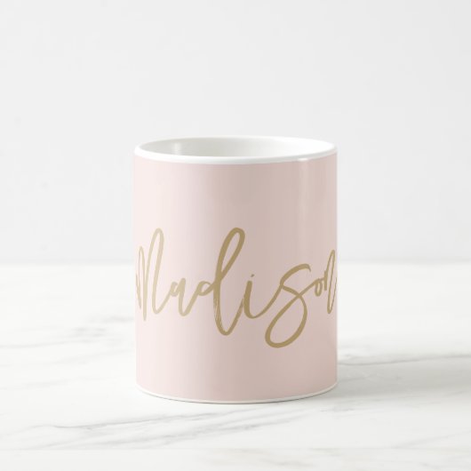Naam modern Chic Blush Pink Gold Monogram Koffiemok (Center)