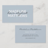 Naam modern Chic Dusty Blue Hair Stylist Script Visitekaartje (Voorkant / Achterkant)