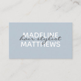 Naam modern Chic Dusty Blue Hair Stylist Script Visitekaartje