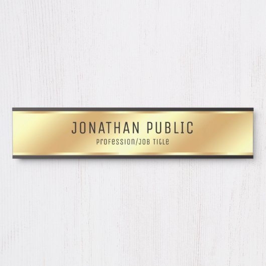  naam Modern Faux Gold Trendy Long Deurbordje (Voorkant)