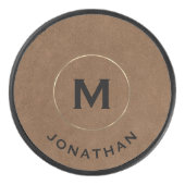Naam modern Gold Classic monogram Hockey Puck (Voorkant)