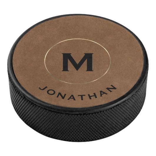 Naam modern Gold Classic monogram Hockey Puck (3/4)