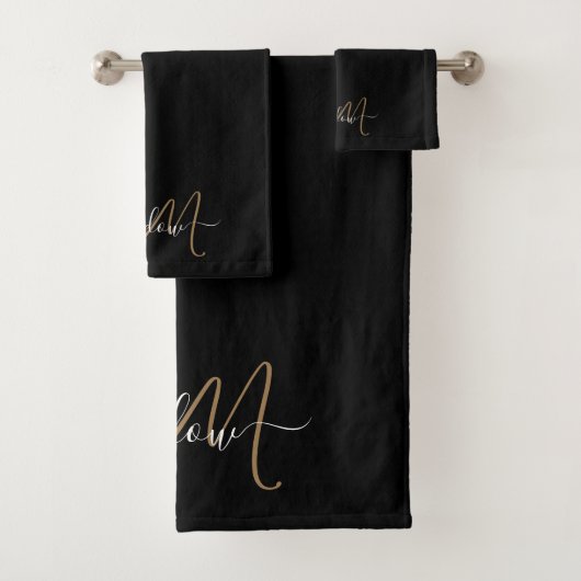 Naam modern Gold Monogram Bad Handdoek (Insitu)