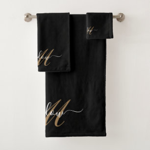 Naam modern Gold Monogram Bad Handdoek