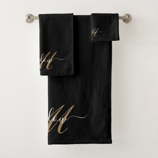 Naam modern Gold Monogram Bad Handdoek (Insitu)