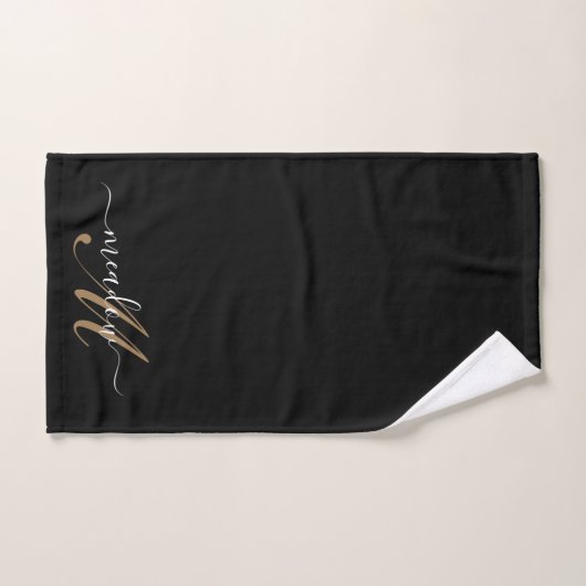 Naam modern Gold Monogram Bad Handdoek (Handdoek)