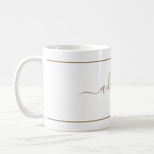 Naam modern Gold White Monogram Chic Girly Script  Koffiemok (Links)