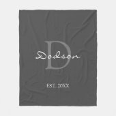 Naam modern grijs script fleece deken (Voorkant)