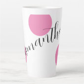 Naam Modern Large Pink Polka Dots Latte Mok (Voorkant)