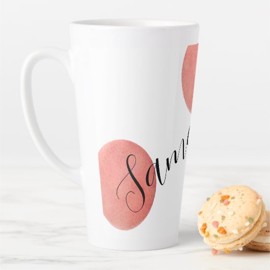 Naam Modern Large Roos Gold Waterverf Polka Dots Latte Mok (In situ)