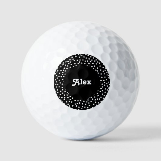Naam Modern Leuk Polka Dot Zwart-wit Golfballen (Voorkant)