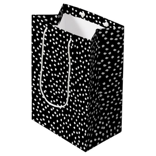 Naam Modern Leuk Polka Dot Zwart-wit Medium Cadeauzakje (Voorkant Gekanteld)