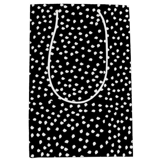 Naam Modern Leuk Polka Dot Zwart-wit Medium Cadeauzakje (Voorkant)