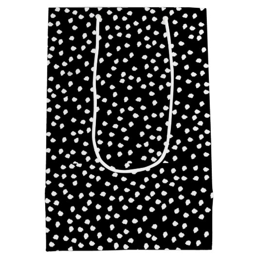 Naam Modern Leuk Polka Dot Zwart-wit Medium Cadeauzakje (Achterkant)