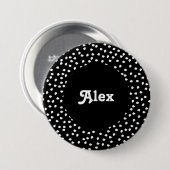 Naam Modern Leuk Polka Dot Zwart-wit Ronde Button 7,6 Cm (Voorkant /achterkant)