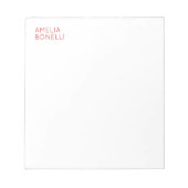 Naam Modern Minimalist Professional Plain White Notitieblok (Voorkant)