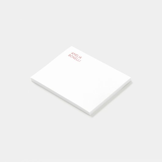 Naam Modern Minimalist Professional Plain White Post-it® Notes (Schuin)
