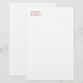 Naam Modern Minimalistisch Professioneel Eenvoudig Briefpapier (Voorkant / Achterkant)