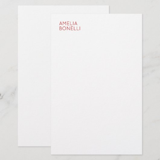 Naam Modern Minimalistisch Professioneel Eenvoudig Briefpapier (Voorkant / Achterkant)