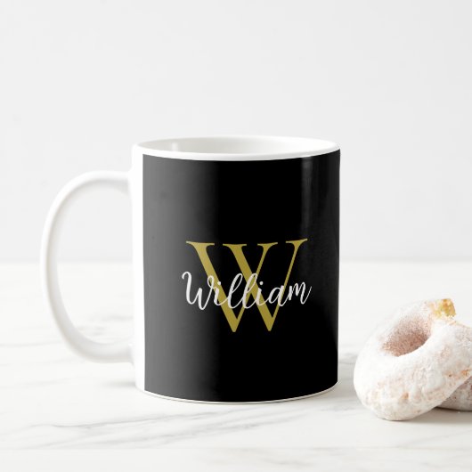 Naam modern monogram koffiemok (Met donut)