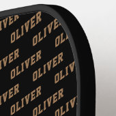 Naam Modern Patroon op zwart Pickleball Paddle (Links Detail)