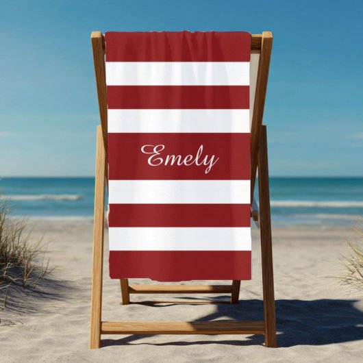 Naam Modern Red Striped Pattern Strandlaken