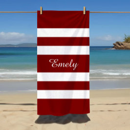Naam Modern Red Striped Pattern Strandlaken