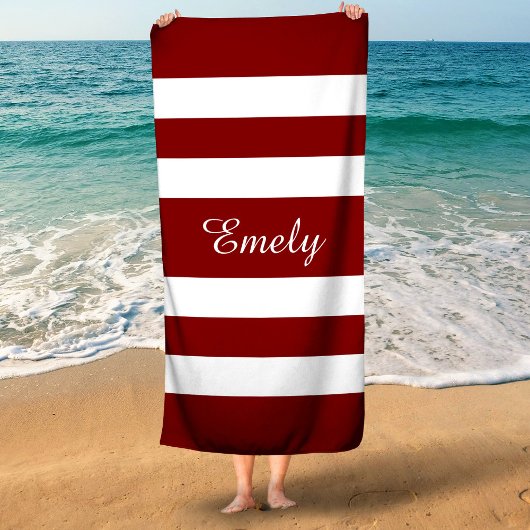 Naam Modern Red Striped Pattern Strandlaken