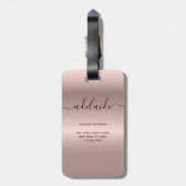 Naam modern Roos Gold Monogram Chic Girly Script N Bagagelabel (Achterkant verticaal)