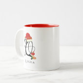 Naam Modern Schrift Monogram Letter Q Kerstmis Tweekleurige Koffiemok (Voorkant links)