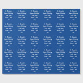 Naam Modern script Typografie Blue Happy Birthday Cadeaupapier (Vlak)