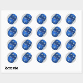 Naam Modern Shining Royal Blue met vlinders Ronde Sticker (Vel)