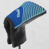 Naam Modern Trendy Geometric Striped Deep Blue Golfheadcover (3/4 voorkant)