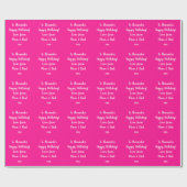 Naam Modern Typografie Hot Pink Happy Birthday Cadeaupapier (Vlak)