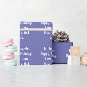 Naam Modern Typografie Periwinkle Happy Birthday Cadeaupapier