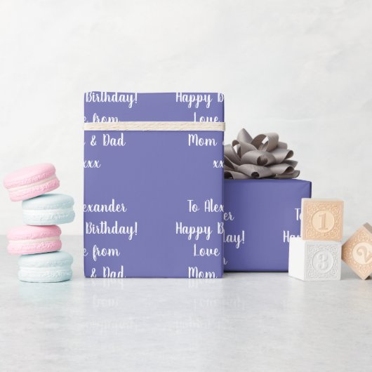 Naam Modern Typografie Periwinkle Happy Birthday Cadeaupapier (Baby Shower)