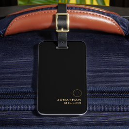 Naam modern zwart Gold-minimalistisch monogram Bagagelabel