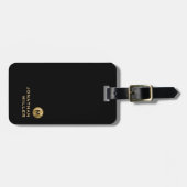 Naam modern zwart Gold-minimalistisch monogram Bagagelabel (Voorkant horizontaal)