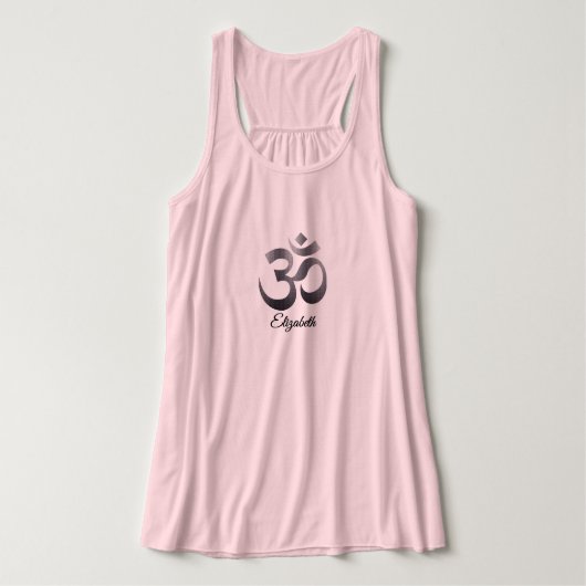 Naam, Modern Zwart Om Symbool Flowy Yoga Tanktop (Design voorkant)
