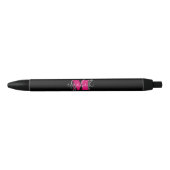 Naam modern zwart roze monogram zwarte inkt pen (Voorkant)