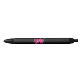 Naam modern zwart roze monogram zwarte inkt pen