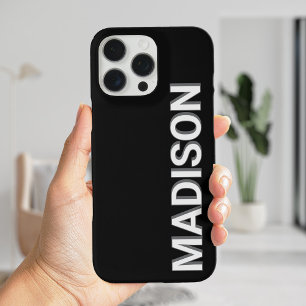 Naam modern zwart-wit monogram iPhone 16 pro max hoesje