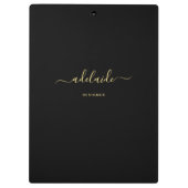 Naam modern zwart-wit monogram grafisch meisjesman klembord (Achterkant)