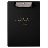 Naam modern zwart-wit monogram grafisch meisjesman klembord (Voorkant)