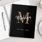 Naam modern zwart-wit-monogram planner
