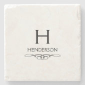 Naam moderne monogram stenen onderzetter (Voorkant)
