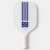 Naam moderne Pickleball Nummer Navy Blue Stripes Pickleball Paddle (Voorkant)