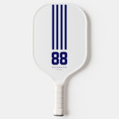 Naam moderne Pickleball Nummer Navy Blue Stripes Pickleball Paddle (Achterkant)
