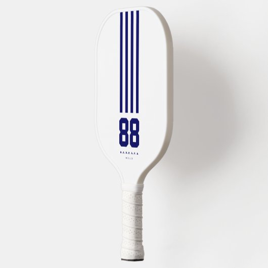 Naam moderne Pickleball Nummer Navy Blue Stripes Pickleball Paddle (Links)