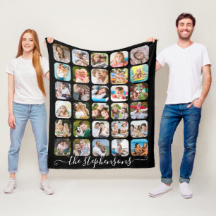 Naam moderne Script-reeks 30 Foto-Collage Fleece Deken
